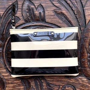 Kate Spade Cream and Black Striped Patent Wallet/Pouch